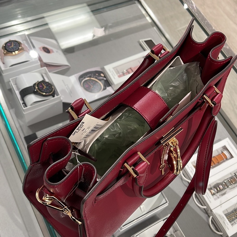 MICHAEL KORS HAMILTON MEDIUM SATCHEL DARK CHERRY COLOR - Picture 6 of 16